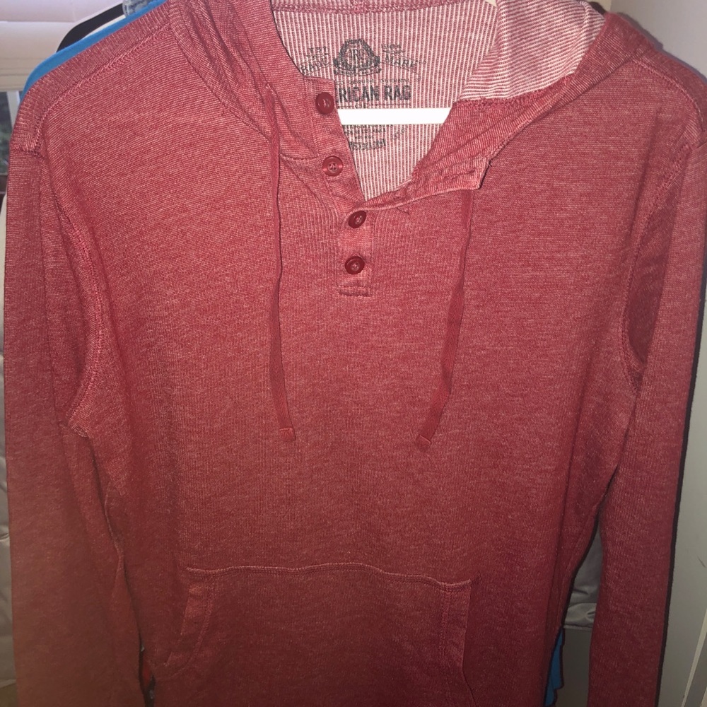 Red quarter button up hoodie